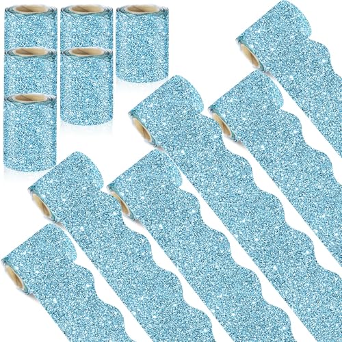 Zhanmai Glitzer-Pinnwand-Bordüren-Set für Klassenzimmer, Pinnwand, Dekoration, gewellt, gerollte Bordüre, für Schule, Klassenzimmer, Büro, Zuhause, DIY-Poster, Geburtstag, Hellblau, 6 Rollen Zhanmai Glitzer-Pinnwand-Bordüren-Set für Klassenzimmer, Pinnwand, Dekoration, gewellt, gerollte Bordüre, für Schule, Klassenzimmer, Büro, Zuhause, DIY-Poster, Geburtstag, Hellblau, 6 Rollen von Zhanmai