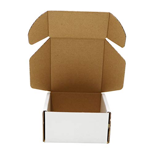 50 Stück weiße Maxibriefkartons 102 x 102 x 51 mm (4 "x 4" x 2 "), Kleine Versandkartons Paketversand Selbstverriegelnde Einsteckklappen Flach Verpackt Einfach zu Montieren von ZhaoCo