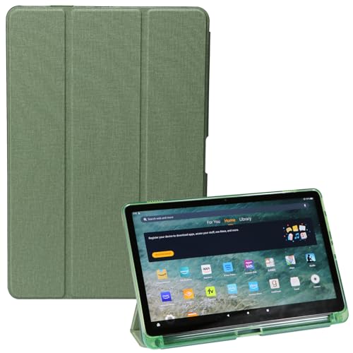 ZhaoCo Hülle für Amazon Fire Max 11-Tablet 13. Generation 2023, Schutzhülle mit Klarer Transparenter Weicher TPU-Rückenschale und Auto Schlaf/Aufwach - Grün von ZhaoCo