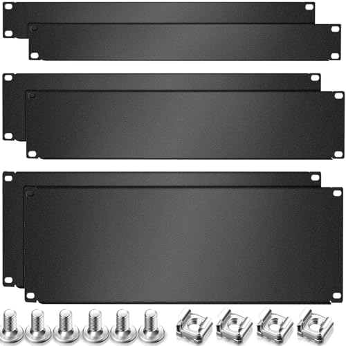 Zhengmy 1u, 2u, 4u Blanko-Platte, Metall-Rack-Montage, Abstandshalter, 48,3 cm, Rack-Blanking-Kit für Gehäuse, Serverschrank, Schwarz, 6 Stück von Zhengmy