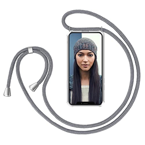 ZhinkArts Handykette kompatibel mit Apple iPhone 11 Pro - 5,8" Display - Smartphone Necklace Hülle mit Band - Handyhülle Case mit Kette zum umhängen in Grau von ZhinkArts