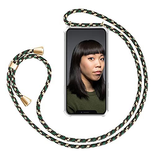ZhinkArts Handykette kompatibel mit Apple iPhone 11 Pro Max - 6,5" Display - Smartphone Necklace Hülle mit Band - Handyhülle Case mit Kette zum umhängen in Grün Camouflage von ZhinkArts