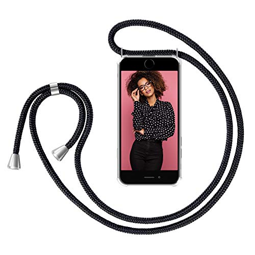 ZhinkArts Handykette kompatibel mit Apple iPhone 6 / 6S - Smartphone Necklace Hülle mit Band - Handyhülle Case mit Kette zum umhängen in Schwarz von ZhinkArts