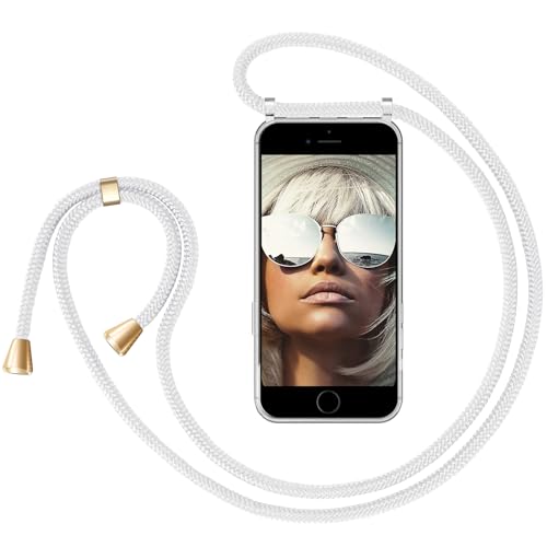 ZhinkArts Handykette kompatibel mit Apple iPhone 7 / iPhone 8-4,7" Display - Smartphone Necklace Hülle mit Band - Schnur mit Case zum umhängen in Weiß von ZhinkArts