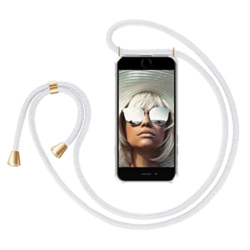 ZhinkArts Handykette kompatibel mit Apple iPhone 7 / iPhone 8-4,7" Display - Smartphone Necklace Hülle mit Band - Schnur mit Case zum umhängen in Weiß von ZhinkArts