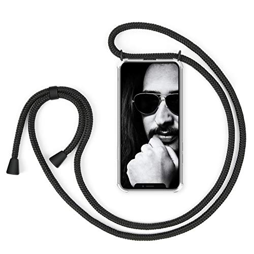 ZhinkArts Handykette kompatibel mit Apple iPhone X/iPhone XS - 5,8" Display - Smartphone Necklace Hülle mit Band - Handyhülle Case mit Kette zum umhängen in Schwarz - Schwarz von ZhinkArts