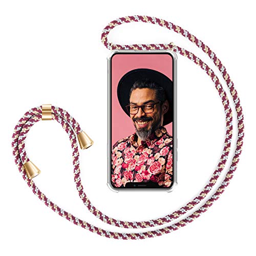 ZhinkArts Handykette kompatibel mit Apple iPhone XR - 6,1" Display - Smartphone Necklace Hülle mit Band - Handyhülle Case mit Kette zum umhängen in Bordeaux/Rot Camouflage von ZhinkArts