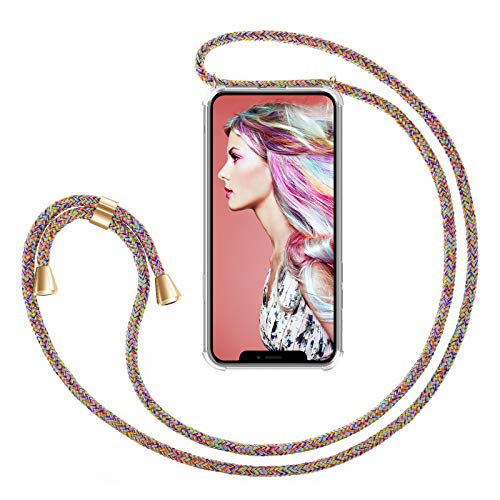 ZhinkArts Handykette kompatibel mit Apple iPhone XR - 6,1" Display - Smartphone Necklace Hülle mit Band - Handyhülle Case mit Kette zum umhängen in Rainbow von ZhinkArts