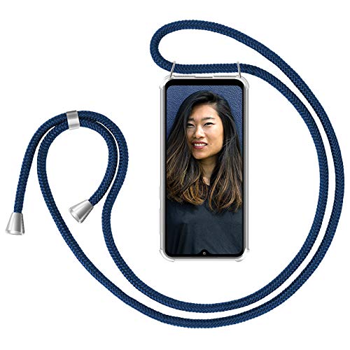 ZhinkArts Handykette kompatibel mit Samsung Galaxy A32 - Smartphone Necklace Hülle mit Band - Schnur mit Case zum umhängen in Blau von ZhinkArts