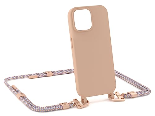 ZhinkArts - Handykette kompatibel mit iPhone 13 Mini - Handyhülle zum Umhängen - Band/Schnur abnehmbar - Necklace - Karabiner - Palm Springs von ZhinkArts