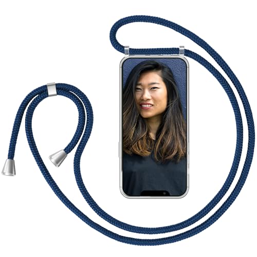 ZhinkArts - Handykette kompatibel mit iPhone 13 Pro - Handyhülle zum Umhängen - Case mit Band/Schnur - Necklace - Silikon - Blau von ZhinkArts