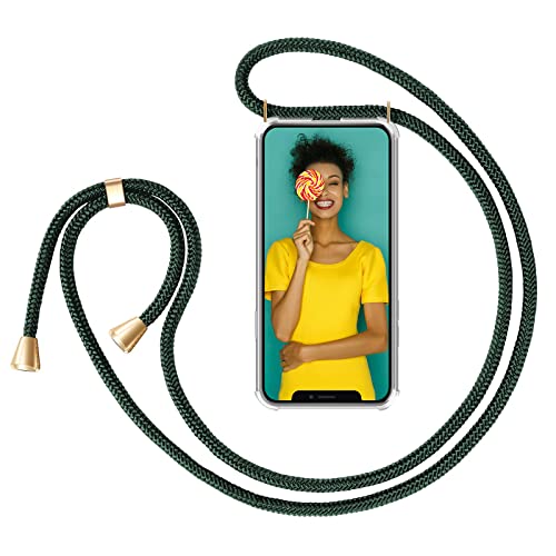 Zhinkarts Handykette kompatibel mit Apple iPhone 11 Pro - 5,8" Display Display - Smartphone Necklace Hülle mit Band - Schnur mit Case zum umhängen in Grün von ZhinkArts