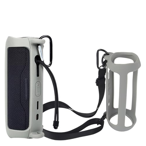 Sliocne Tasche für JBL Flip 6, Tragbarer Bluetooth Lautsprecher Leichtes Gewicht Reisen schützende Hülle mit Schulterriemen und Karabiner, nur Tasche (grau) von Zhixteu