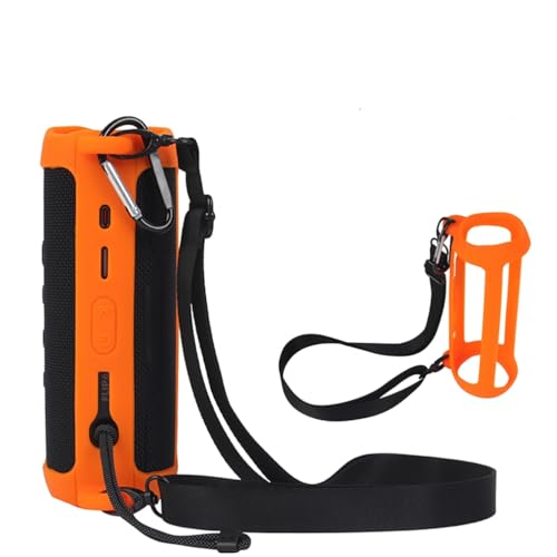 Sliocne Tasche für JBL Flip 6, Tragbarer Bluetooth Lautsprecher Leichtes Gewicht Reisen schützende Hülle mit Schulterriemen und Karabiner, nur Tasche (orange) von Zhixteu