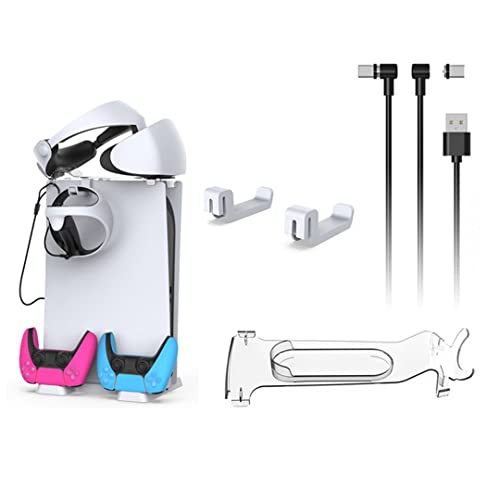 VR Headset Halterung für PSVR2, für PS5 Host Top Storage Bracket, Headset Aufhänger & Typ-C Ladekabel Set von Zhixteu