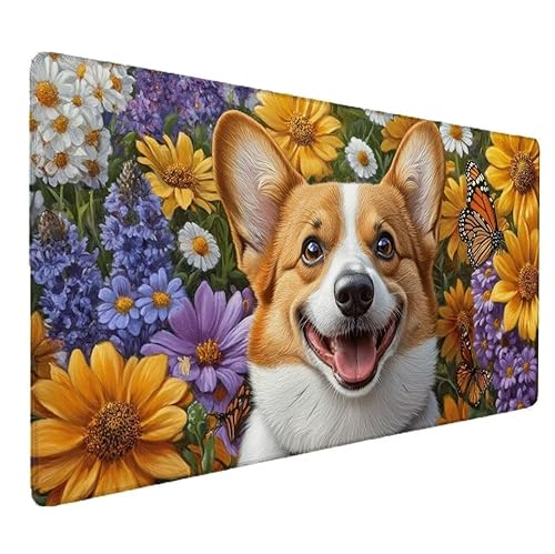 Gaming Mauspad Hund, Blume Mauspad XXL 1500x800x3mm Groß Mousepad Gaming Schreibtischunterlage, Wasserdicht und rutschfest Verbessert Präzision Geschwindigkeit, Für PC, Laptop Deko Home Office S-688 Gaming Mauspad Hund, Blume Mauspad XXL 1500x800x3mm Groß Mousepad Gaming Schreibtischunterlage, Wasserdicht und rutschfest Verbessert Präzision Geschwindigkeit, Für PC, Laptop Deko Home Office S-688 von Zhnncfgg
