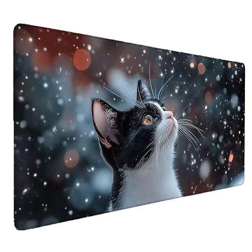 Mousepad XXL 1200x600x3mm Schwarz Gaming Mauspad mit Genähten Kanten, Katze Mousepad Gaming Nicht Rutschender Unterlage, für Computer Laptop Schreibtischmatte Tastatur und Maus, für Home Office S-736 Mousepad XXL 1200x600x3mm Schwarz Gaming Mauspad mit Genähten Kanten, Katze Mousepad Gaming Nicht Rutschender Unterlage, für Computer Laptop Schreibtischmatte Tastatur und Maus, für Home Office S-736 von Zhnncfgg