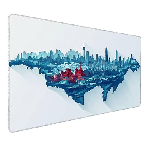 Mousepad XXL 700x300x3mm Blau Gaming Mauspad mit Genähten Kanten, Stadt Mousepad Gaming Nicht Rutschender Unterlage, für Computer PC Laptop Schreibtischmatte Tastatur und Maus, für Home Office S-835 Mousepad XXL 700x300x3mm Blau Gaming Mauspad mit Genähten Kanten, Stadt Mousepad Gaming Nicht Rutschender Unterlage, für Computer PC Laptop Schreibtischmatte Tastatur und Maus, für Home Office S-835 von Zhnncfgg