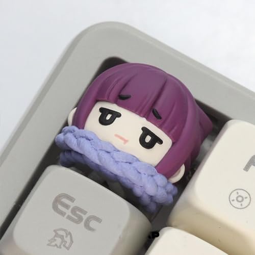Zhongkaihua Fern Harz-Tastenkappen, mechanische Tastatur, benutzerdefinierte Tastenkappen, Frieren: Beyond Journey's End, niedliche Anime-Minifigur, 3D-Tastenkappen, Tastatur, DIY-Personalisierung von Zhongkaihua
