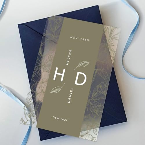 Zhongzhi Personalisierte, klare Hochzeitseinladung, "Save The Date", personalisierbar, Vintage-Stil, elegant, Brautparty, Party-Menüdruck, 30 Stück Zhongzhi Personalisierte, klare Hochzeitseinladung, "Save The Date", personalisierbar, Vintage-Stil, elegant, Brautparty, Party-Menüdruck, 30 Stück von Zhongzhi