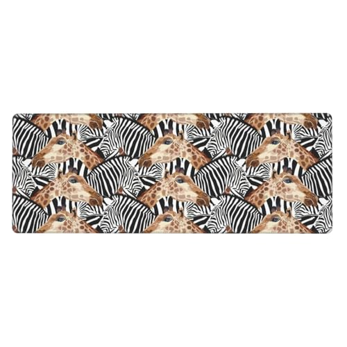 Extra große Gummi-Tastaturunterlage mit Zebra- und Giraffen-Druck, Premium-Büro-Schreibtischunterlage zum Schreiben, Computer-Desktop von Zhuanyun