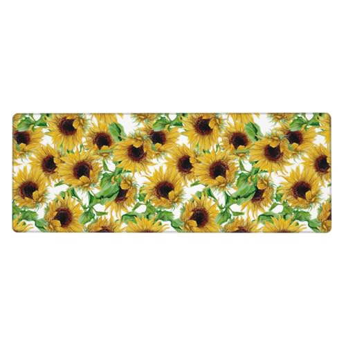 Extra große Gummi-Tastaturunterlage mit gelbem Sonnenblumen-Druck, Premium-Schreibtischunterlage zum Schreiben, Computer-Desktop-Gebrauch von Zhuanyun