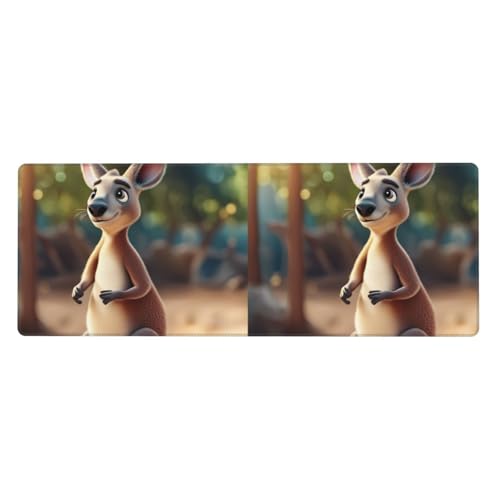 Funny Cartoon Kangaroo Zoo (2) Print Extra Large Rubber Keyboard Pad - Premium Office Desk Pad for Writing, Computer Desktop Use von Zhuanyun