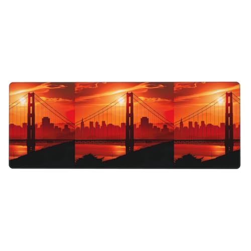 Golden Gate Bridge Print Extra große Gummi-Tastaturunterlage – Premium-Schreibtischunterlage für Schreiben, Computer-Desktop von Zhuanyun