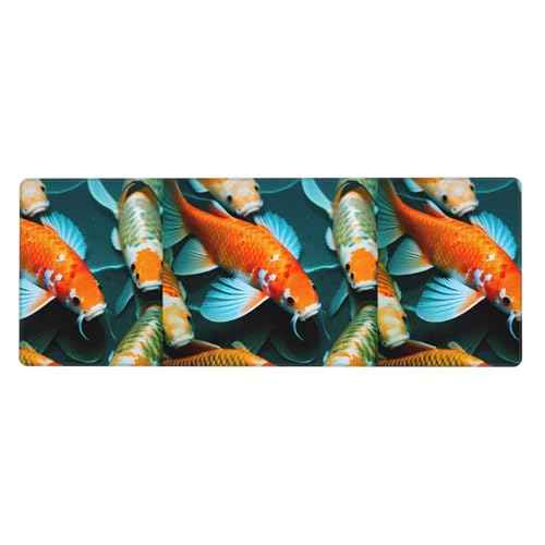 HD Koi-Fisch-Druck, extra große Gummi-Tastaturunterlage – Premium-Büro-Schreibtischunterlage zum Schreiben, Computer-Desktop-Einsatz von Zhuanyun