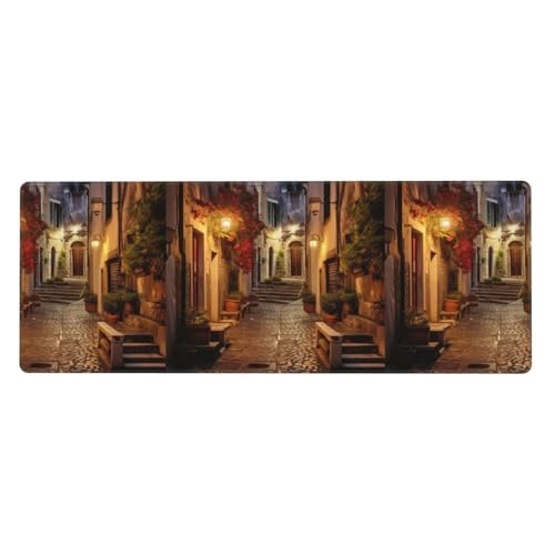 Italienische Tastaturunterlage mit altem Straßendruck, extra groß, Gummi, Premium-Schreibtischunterlage zum Schreiben, Computer-Desktop-Gebrauch Italienische Tastaturunterlage mit altem Straßendruck, extra groß, Gummi, Premium-Schreibtischunterlage zum Schreiben, Computer-Desktop-Gebrauch von Zhuanyun