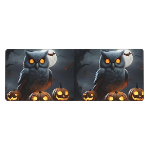 Tastaturunterlage mit Halloween-Eulen-Geister-Kürbis-Druck, extra große Gummi-Tastaturunterlage – Premium-Büro-Schreibtischunterlage zum Schreiben, Computer-Desktop-Gebrauch von Zhuanyun