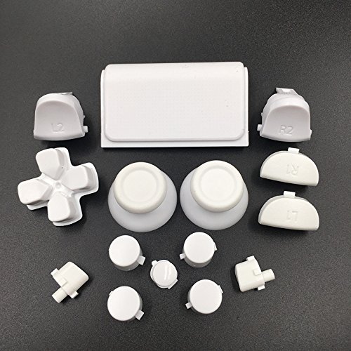 Zhuhaixmy Ersatz L1 L2 R1 R2 Tasten Auslöser Pad Daumenstock kappe Set für PS4 Pro JDM-040 Controller Weiß von Zhuhaixmy