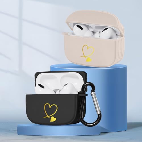 ZhuoFan [2 Stück] Cover Kompatibel mit Apple AirPods 3 2021 Silikon Case Cute, Schwarz-Rosa Liebe Muster Airpods Hülle Kopfhörer Taschen Case mit Schlüsselanhänger Stoßfeste für Mädchen Frau von ZhuoFan