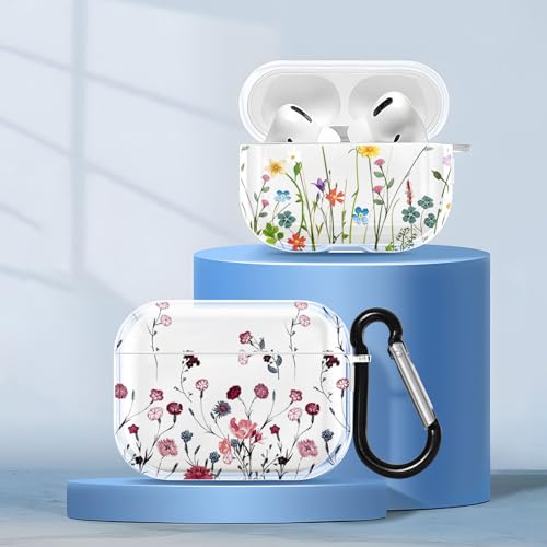 ZhuoFan [2 Stück] Cover Kompatibel mit Apple AirPods 3 2021 Silikon Cute, Transparent Blume Muster Airpods Hülle Kopfhörer Taschen Case Schutzhülle mit Schlüsselanhänger Stoßfeste für Mädchen von ZhuoFan