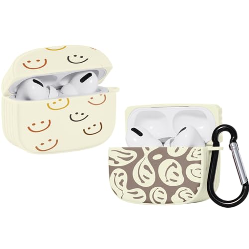 ZhuoFan [2 Stück] Cover Kompatibel mit Apple AirPods 3 2021 Silikon Cute, Weiss Lächeln Muster Airpods Hülle Kopfhörer Taschen Case Schutzhülle mit Schlüsselanhänger Stoßfeste für Mädchen Frau von ZhuoFan