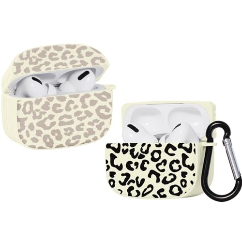 ZhuoFan [2 Stück] Cover Kompatibel mit Apple AirPods 3 2021 Silikon Cute, Weiss Leopardendruck Muster Airpods Hülle Kopfhörer Taschen Case Schutzhülle mit Schlüsselanhänger Stoßfeste für Mädchen von ZhuoFan