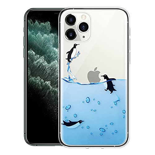 ZhuoFan Crystal Clear Hülle für Apple iPhone 13/ iPhone 14 Hülle [ 6,1" ] - Transparent Silikon Handyhülle mit - Ultra Dünn Weiche TPU Schutzhülle Kompatibel mit iPhone 13/14, Pinguin von ZhuoFan