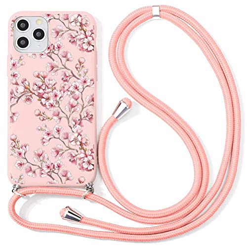 ZhuoFan Handykette Hülle für Samsung Galaxy A71 (4G), Smartphone Necklace Schutzhülle Hülle mit Band, Bumper Silikon Clear Back Cover, Abnehmbar Schlüsselband Handyhülle, Kirschblüten von ZhuoFan