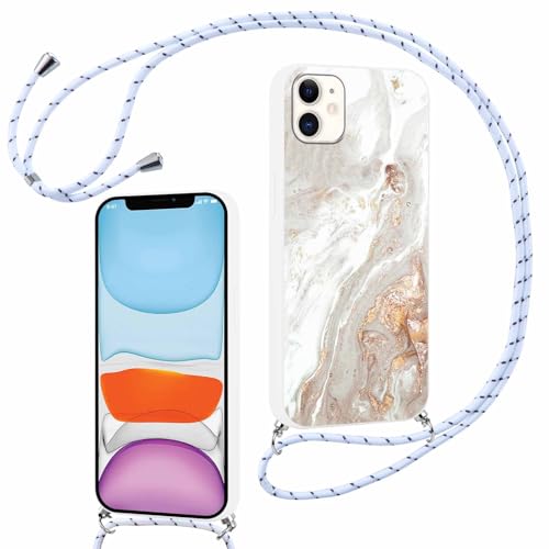 ZhuoFan Handykette für iPhone 11 Hülle mit Band, Aesthetic Marmor Muster Verstellbarer Halskette Handyhülle mit Kordel zum umhängen, Silikon Stoßfest Schutzhülle mit Kette, Weiß ZhuoFan Handykette für iPhone 11 Hülle mit Band, Aesthetic Marmor Muster Verstellbarer Halskette Handyhülle mit Kordel zum umhängen, Silikon Stoßfest Schutzhülle mit Kette, Weiß von ZhuoFan