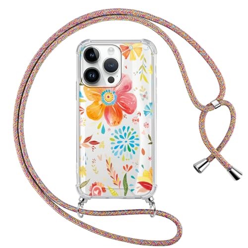 ZhuoFan Handykette für iPhone 13/iPhone 14 Hülle mit Band, Transparent Aesthetic Blume Muster Handyhülle mit Kordel zum umhängen Necklace Case Silikon TPU + PC Stoßfest Schutzhülle, 06 ZhuoFan Handykette für iPhone 13/iPhone 14 Hülle mit Band, Transparent Aesthetic Blume Muster Handyhülle mit Kordel zum umhängen Necklace Case Silikon TPU + PC Stoßfest Schutzhülle, 06 von ZhuoFan