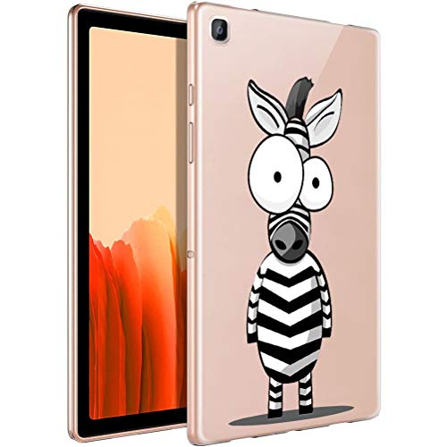 ZhuoFan Hülle für Samsung Galaxy Tab A7 2020 SM-T500,T505,T507 TPU Schutzhülle Case, Soft Premium Silikon Backcover Ultra Dünn Clear Transparent mit Niedlich Muster Tablette Cover - 10,4"，Zebra von ZhuoFan