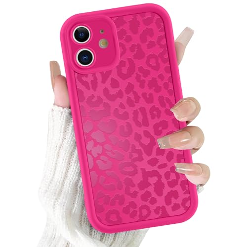 ZhuoFan Hülle für iPhone 12 6,1”, Aesthetic Leopard Muster Handyhülle Rosenrot Matte Schutzhülle Weich Silikon Dünn TPU Case Stoßfest Kratzfest Bumper Cover, 04 von ZhuoFan
