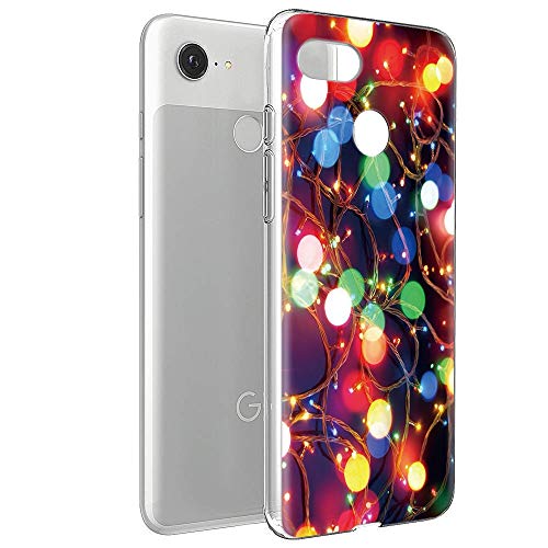 ZhuoFan für Google Pixel 3A Silikon Transparent Clear Ultra Dünn Schutzhülle mit Christmas Muster Handyhülle Stoßfest TPU Freund mädchen, Glühbirne von ZhuoFan