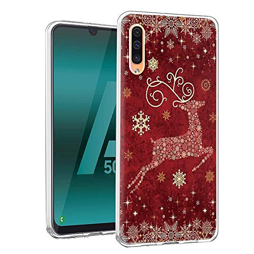 ZhuoFan für Samsung Galaxy A50 / A30S / A50S Hülle, Silikon Transparent Clear Ultra Dünn Schutzhülle mit Weihnachten Muster Handyhülle Stoßfest TPU Freund mädchen, Rot Weihnachtselch von ZhuoFan