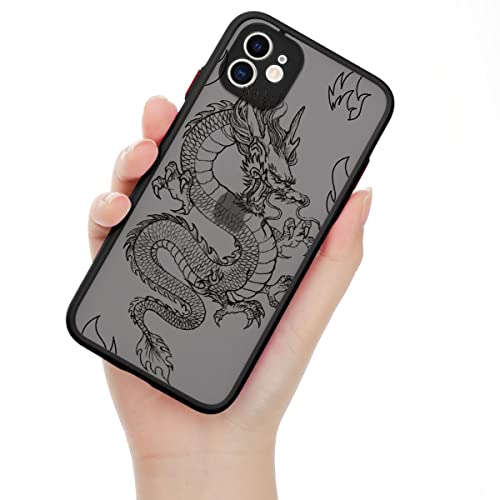 ZhuoFan für iPhone 11 Hülle [6.1"], Aesthetic mit Motiv Anti-Kratzen Stoßfest Hülle [Austauschbar Tasten] [Acrylic Back Cover] Durchscheinend Cartoon Drachen Muster Silikon TPU Schutzhülle von ZhuoFan