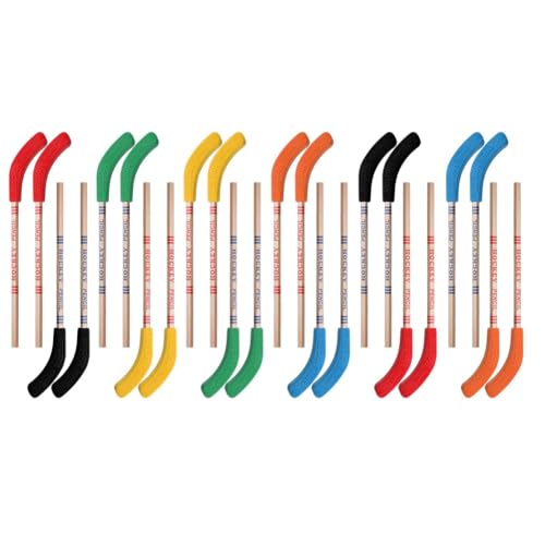 Zhwkelvs 24 Stück Hockey-Bleistifte und Radiergummis - Hockeyschläger-Sport-Motto-Partyzubehör, Lustige Coole Bleistifte für Hockey-Fans und Studenten von Zhwkelvs