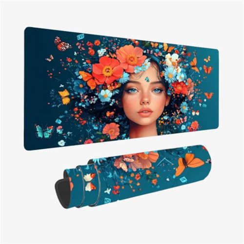 Blume Mauspad 1200 x 600 x 3mm Schreibtischunterlage Frau Mousepad mit Vernähte Kanten und rutschfeste Gummibasis, WassXerdicht XXL Mauspad PC Zubehör, Home Office Deko, Geschenke für Männer,Model290 Blume Mauspad 1200 x 600 x 3mm Schreibtischunterlage Frau Mousepad mit Vernähte Kanten und rutschfeste Gummibasis, WassXerdicht XXL Mauspad PC Zubehör, Home Office Deko, Geschenke für Männer,Model290 von Zhxizscc