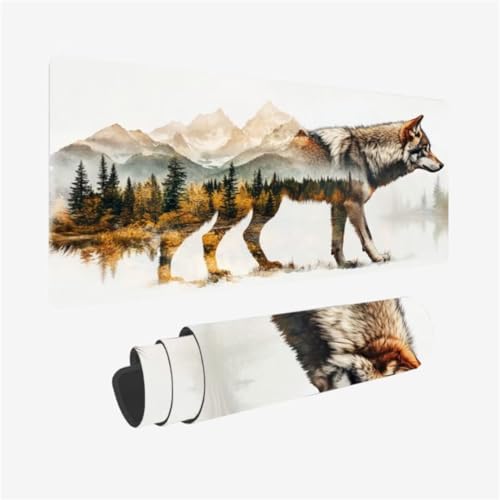 Fantasie Mauspad 800 x 400 x 3mm Schreibtischunterlage Wolf Mousepad mit Vernähte Kanten und Rutschfeste Gummibasis, WassXerdicht XXL Mauspad PC Zubehör, Home Office Deko, Geschenke für Männer,Model92 Fantasie Mauspad 800 x 400 x 3mm Schreibtischunterlage Wolf Mousepad mit Vernähte Kanten und Rutschfeste Gummibasis, WassXerdicht XXL Mauspad PC Zubehör, Home Office Deko, Geschenke für Männer,Model92 von Zhxizscc