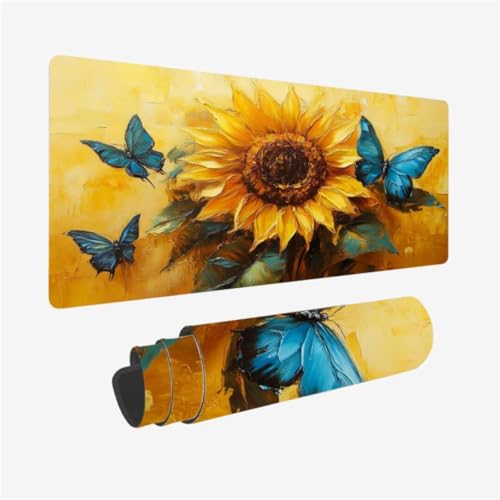 Gaming Mauspad 1200 x 600 mm, Schmetterling Mousepad Sonnenblume Muster mit rutschfeste Gummibasis, Mousepad Gaming Zubehör für Verbessert Präzision und Geschwindigkeix, Geschenke für Frauen,Model118 Gaming Mauspad 1200 x 600 mm, Schmetterling Mousepad Sonnenblume Muster mit rutschfeste Gummibasis, Mousepad Gaming Zubehör für Verbessert Präzision und Geschwindigkeix, Geschenke für Frauen,Model118 von Zhxizscc