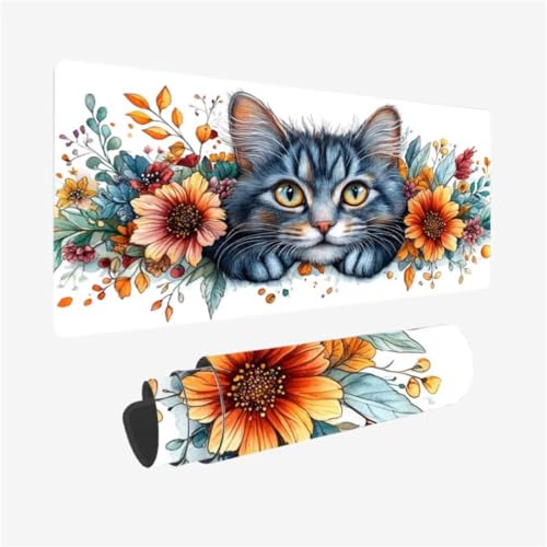 Gaming Mauspad XXL 1000 x 500 mm, Blume Mousepad Katze Muster mit rutschfeste Gummibasis, Großes Mousepad Gaming Zubehör für Verbessert Präzision und Geschwindigkeix, Geschenke für Frauen,Model358 Gaming Mauspad XXL 1000 x 500 mm, Blume Mousepad Katze Muster mit rutschfeste Gummibasis, Großes Mousepad Gaming Zubehör für Verbessert Präzision und Geschwindigkeix, Geschenke für Frauen,Model358 von Zhxizscc